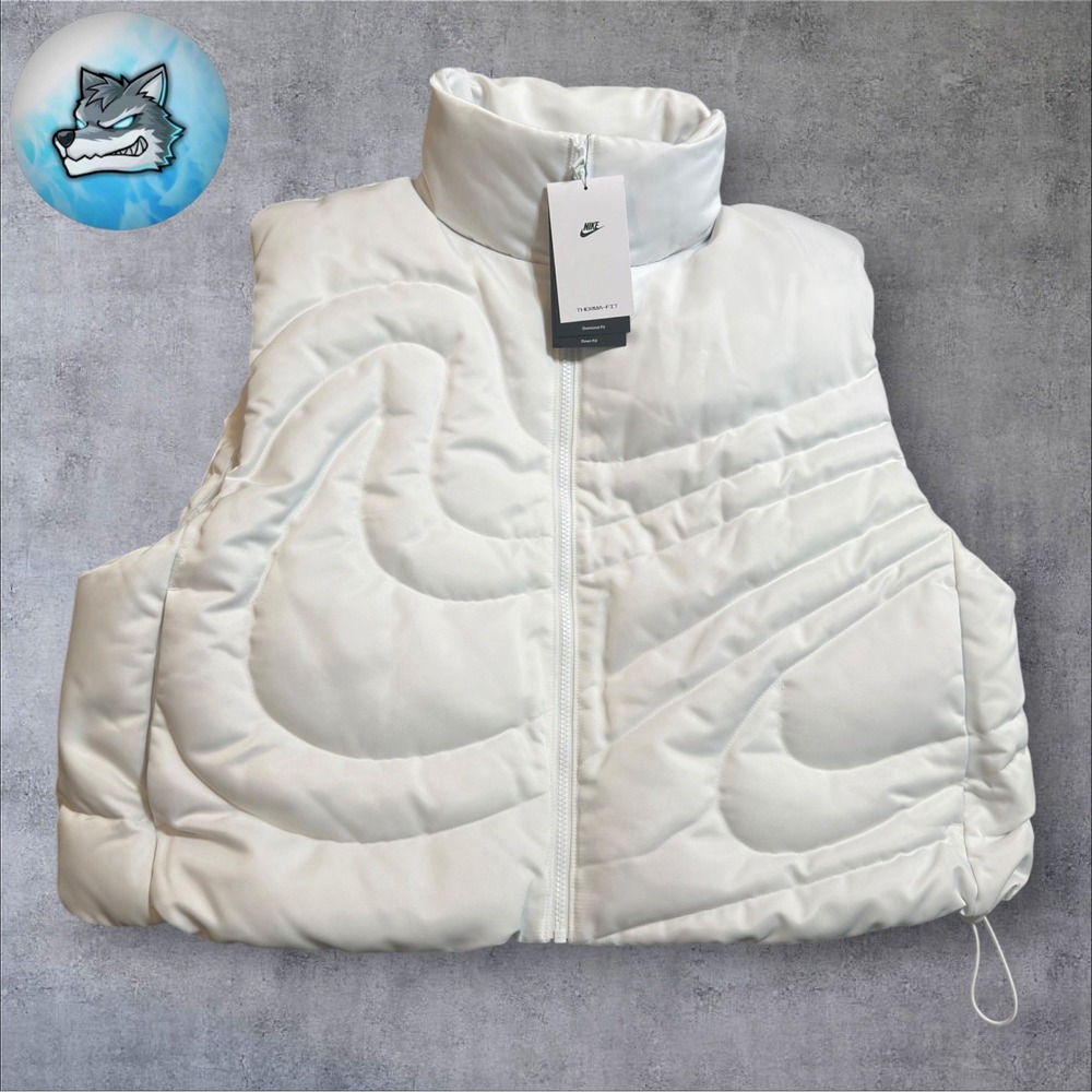 Nike Sportswear Swoosh Series Oversized Down Vest White Women's Sz L HV5245-121